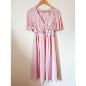 Sale ASOS Pretty Light Pink Butterfly Sleeve Dress